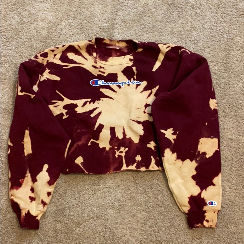 CHAMPION Tie Dye Cropped Sweatshirt